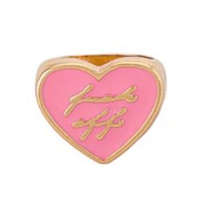 8 Other Reasons Pink Enamel Heart F**k Off Ring